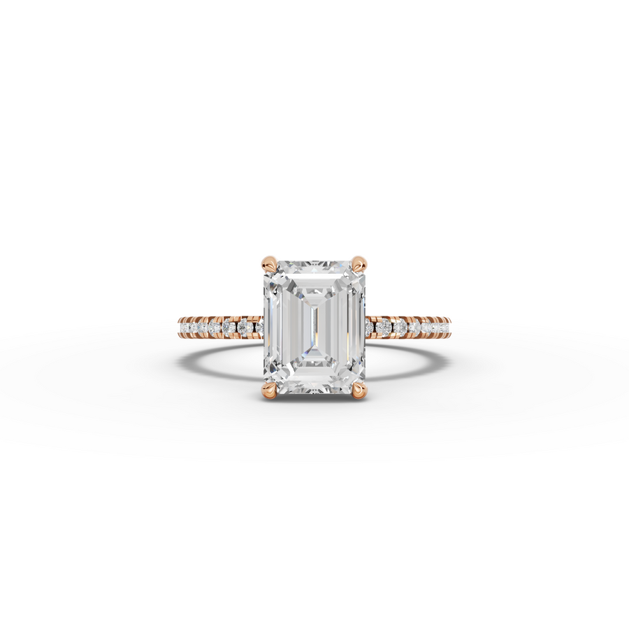 2.23 CT Emerald Hidden Halo Pavé Ring