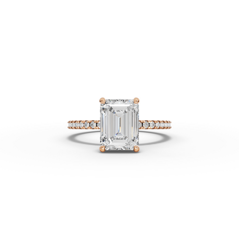 2.23 CT Emerald Hidden Halo Pavé Ring