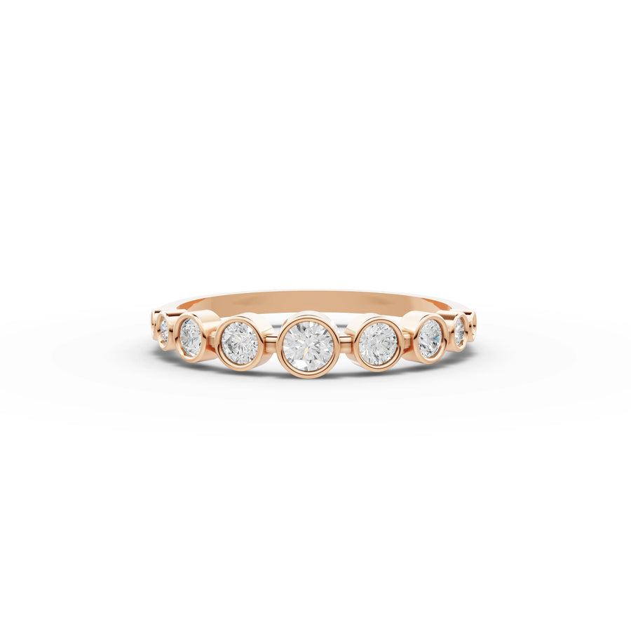 0.35 CT bezel set lab-grown diamond band rose gold top view