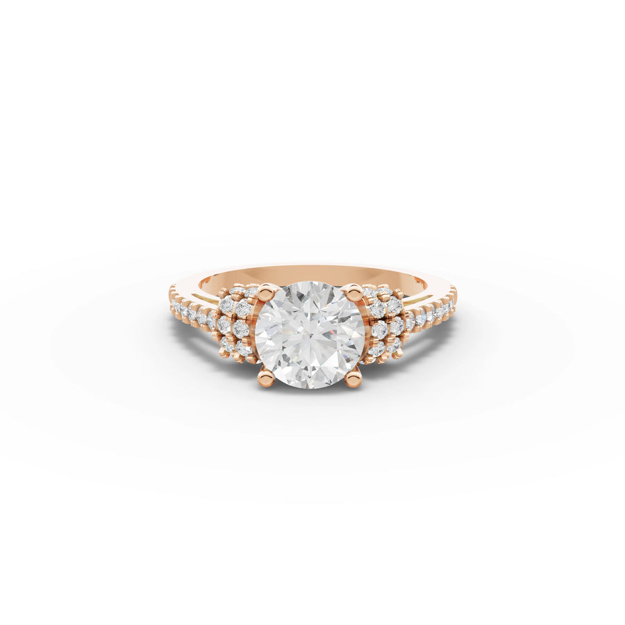 1.80 CT round lab-grown diamond ring rose gold top view