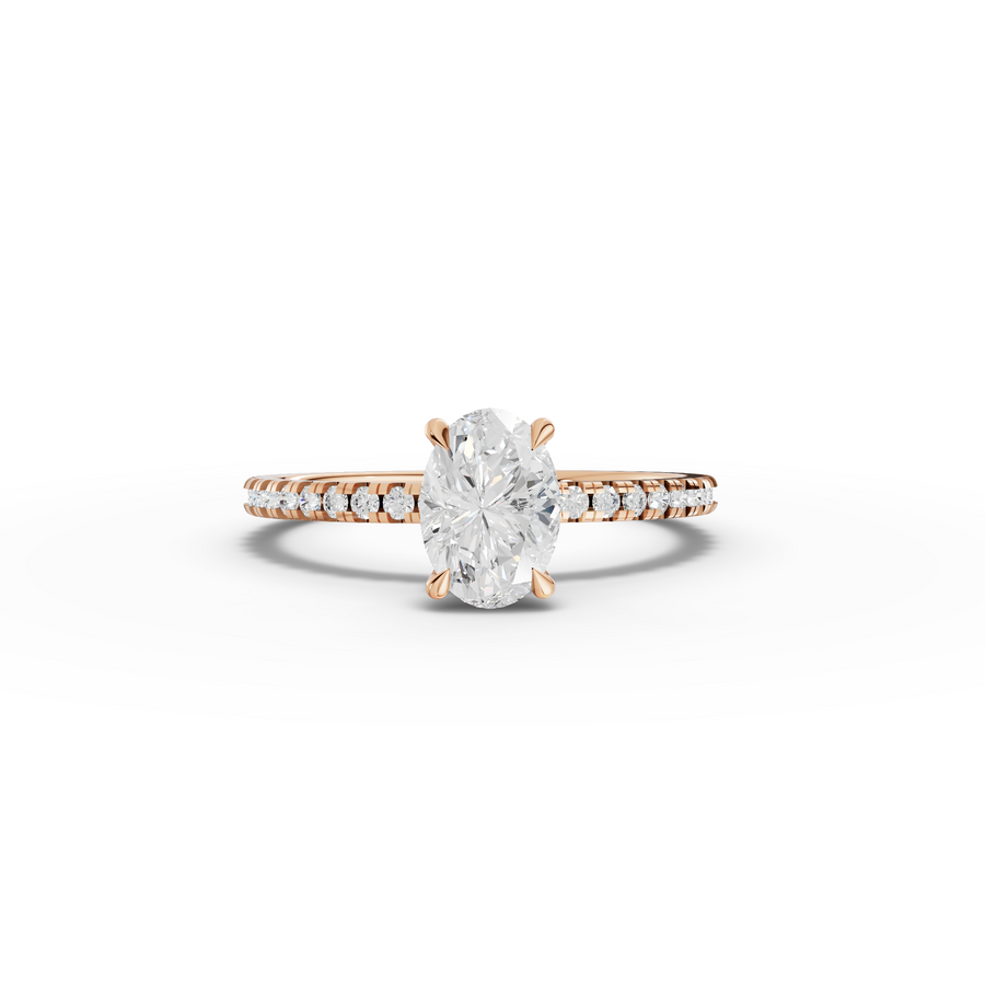 0.98 CT Oval Hidden Halo Pavé Ring
