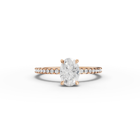 0.98 CT Oval Hidden Halo Pavé Ring