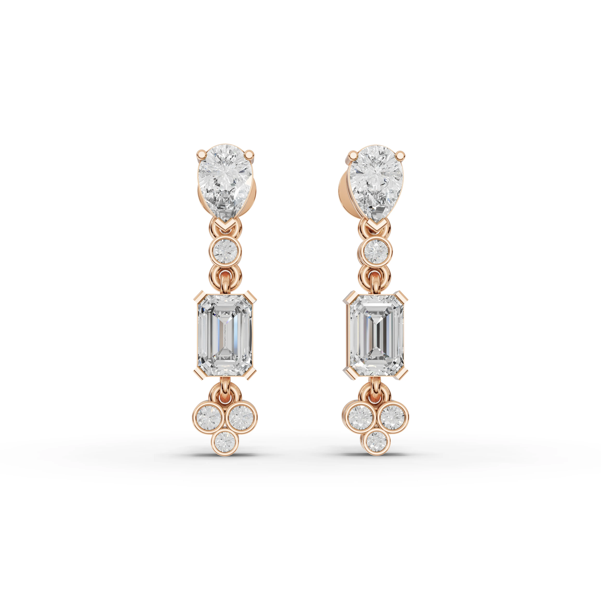 Pear & Emerald-Cut Lab-Grown Diamond Drop Earrings