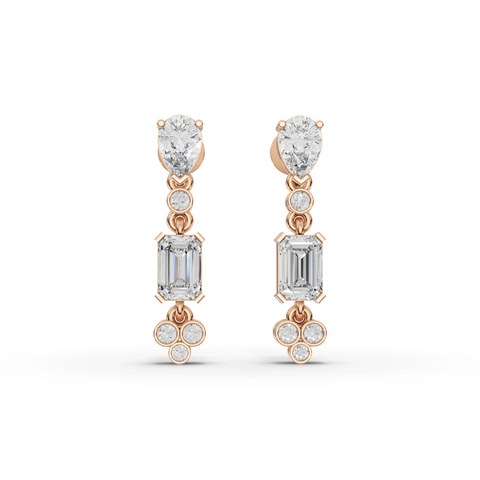 Pear & Emerald-Cut Lab-Grown Diamond Drop Earrings