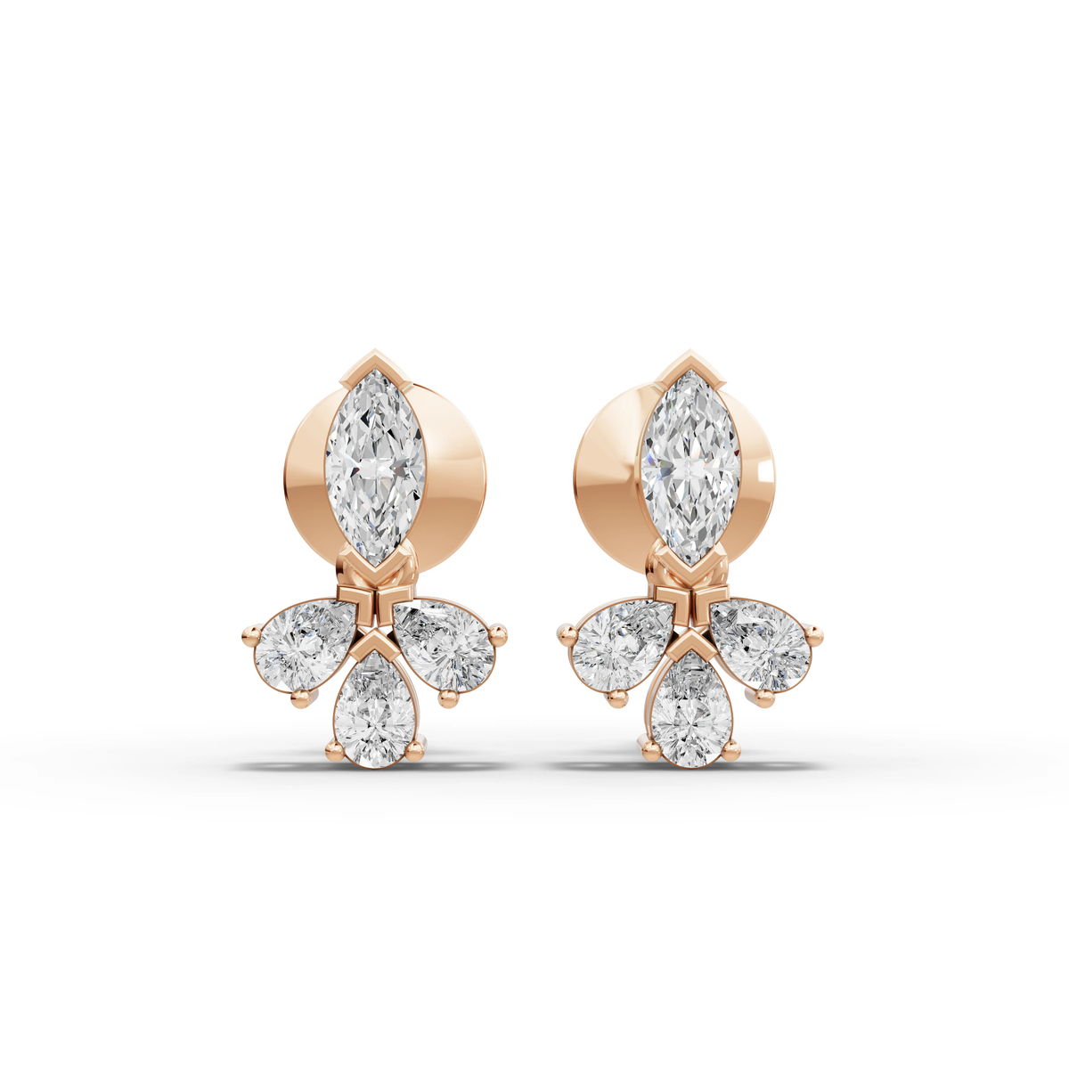 Marquise Lab-Grown Diamond Floral Cluster Stud Earrings