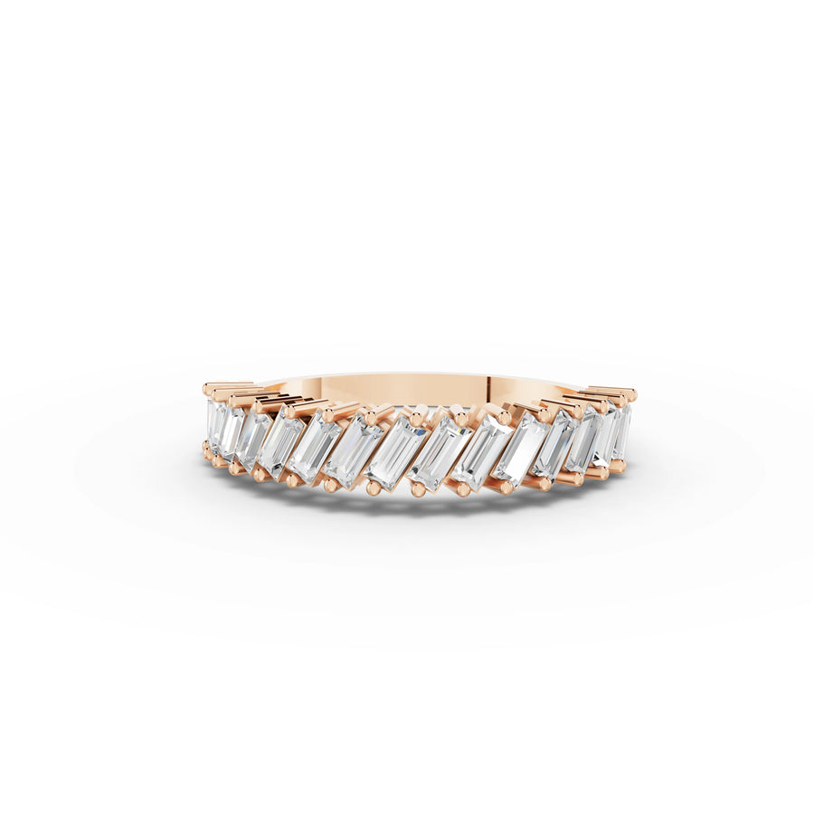 0.74 Ct Baguette Basket Set Half Eternity Band