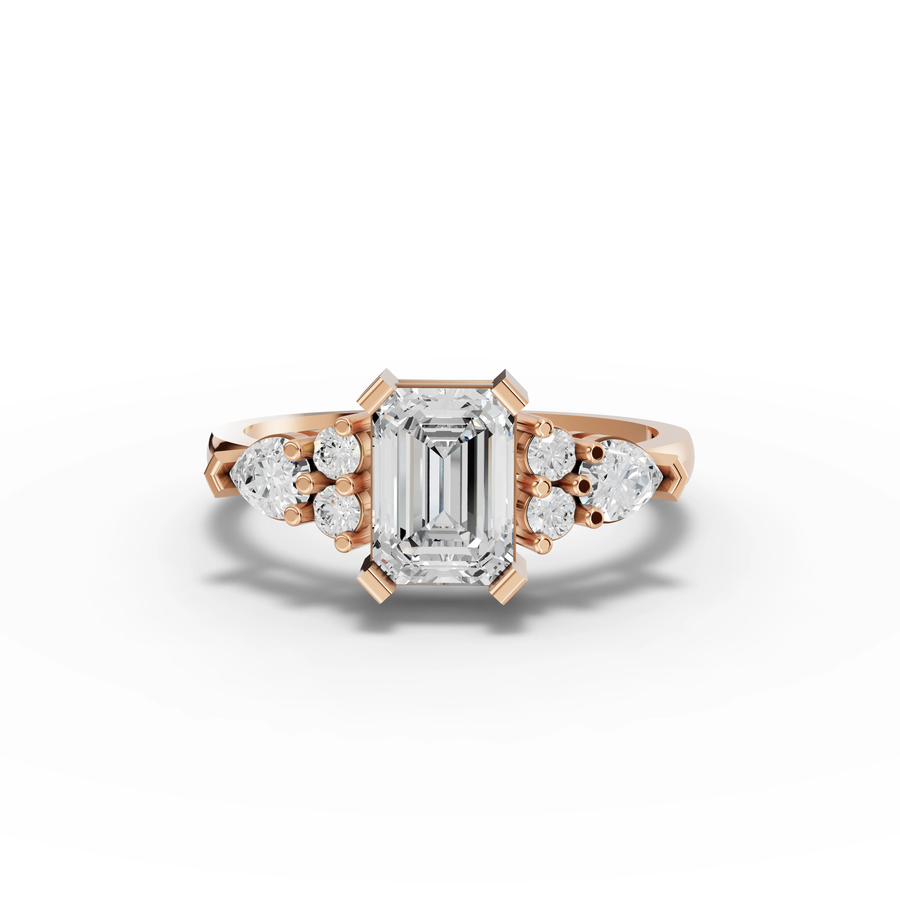 1.60 Ct Emerald Lab Diamond Cluster Ring