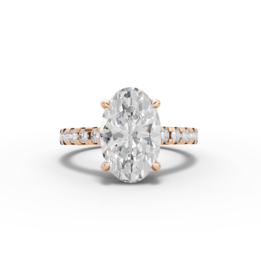 3.30 Ct Oval Solitaire With Pavé Ring 3.00 Ct Center