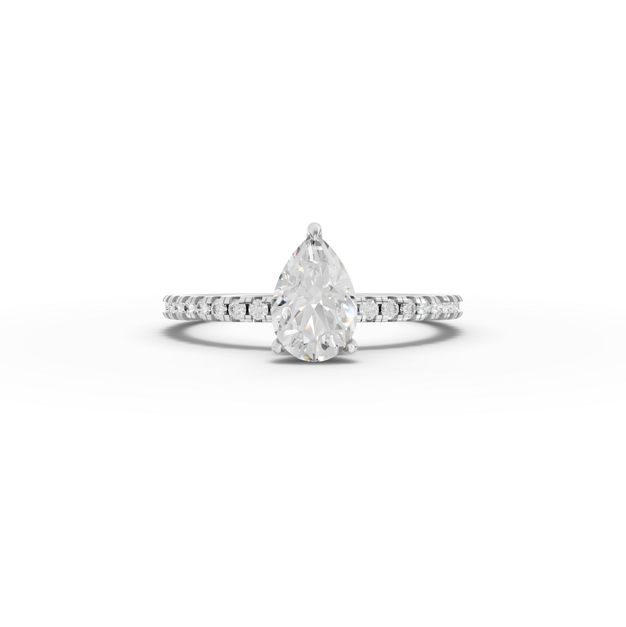 0.98 Ct Pear Hidden Halo Pavé Ring