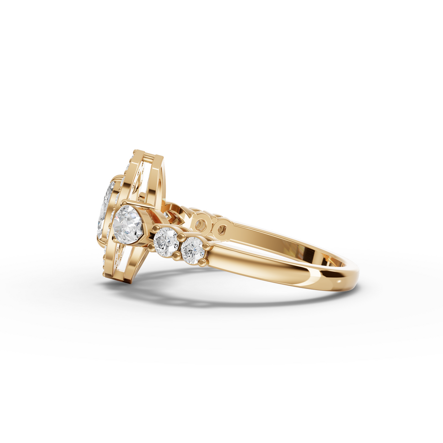 0.71 Ct Pear Halo Lab Diamond Ring