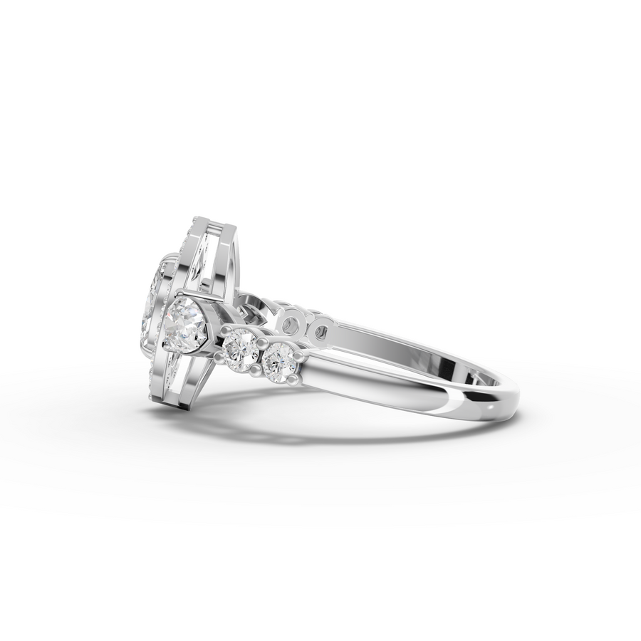 0.71 Ct Pear Halo Lab Diamond Ring