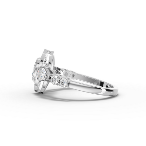 0.71 Ct Lab-Grown Pear Diamond Open Wrap Ring with Hexagon Accents & Pavé Band