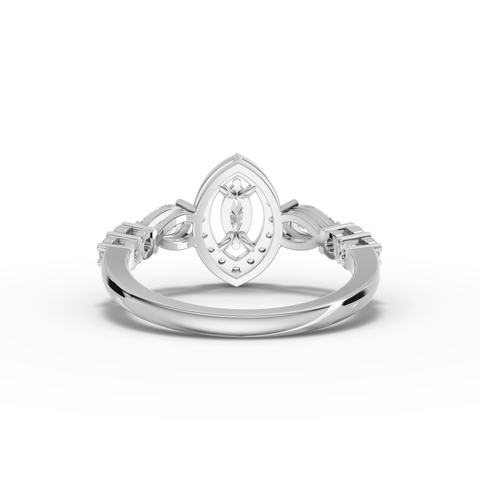 Lab-Grown Marquise Halo & Pear Diamond Jewelry Set with Open Wrap Ring