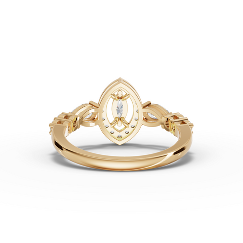 0.71 Ct Lab-Grown Pear Diamond Open Wrap Ring with Hexagon Accents & Pavé Band