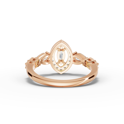 Lab-Grown Marquise Halo & Pear Diamond Jewelry Set with Open Wrap Ring