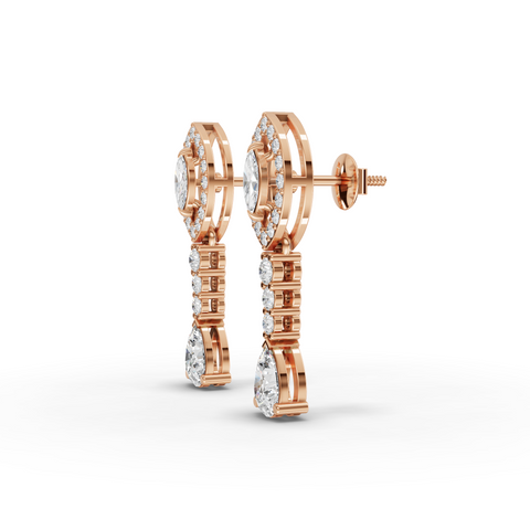 Lab-Grown Marquise Halo & Pear Diamond Jewelry Set with Open Wrap Ring