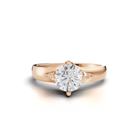 1.02 Ct Classic Round Lab Grown Diamond Engagement Ring with Tapered Cathedral Setting