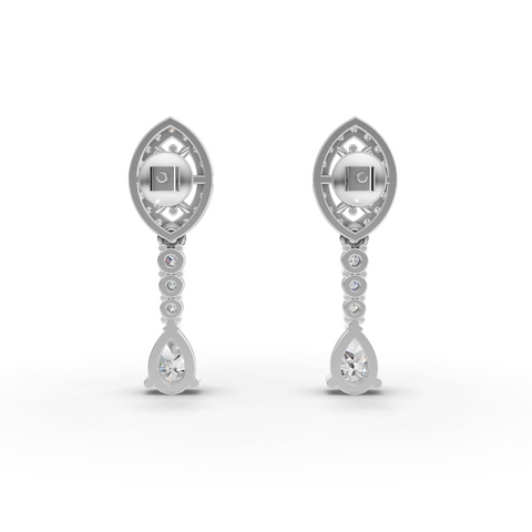 3.00 Ct Marquise Halo Pear Drop Lab Diamond Jewelry Set