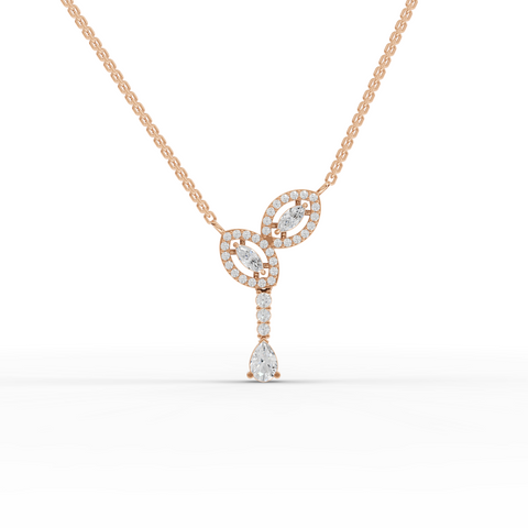 0.71 Ct Lab-Grown Marquise Halo Pear Diamond Drop Necklace
