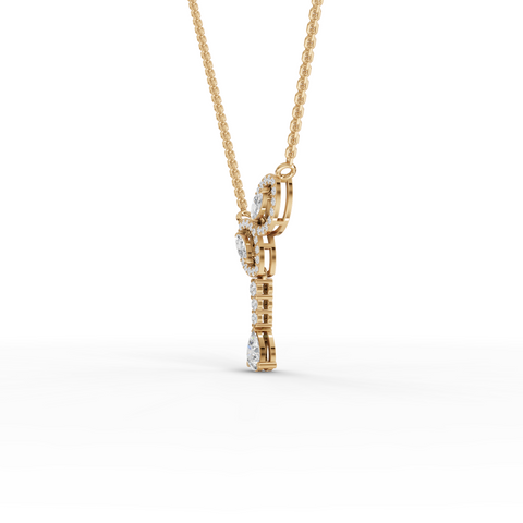 0.71 Ct Lab-Grown Marquise Halo Pear Diamond Drop Necklace