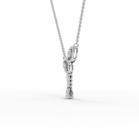 0.71 Ct Lab-Grown Marquise Halo Pear Diamond Drop Necklace