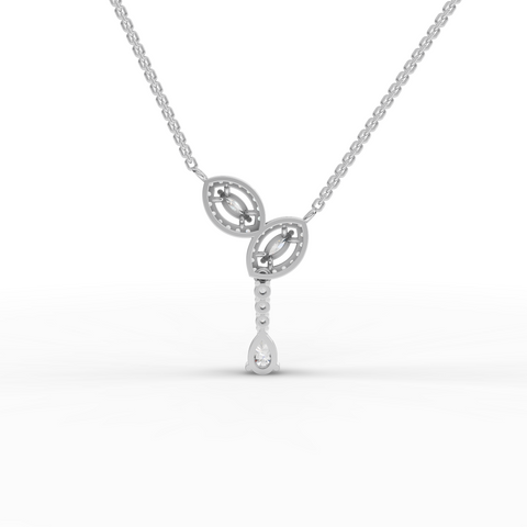 0.71 Ct Lab-Grown Marquise Halo Pear Diamond Drop Necklace