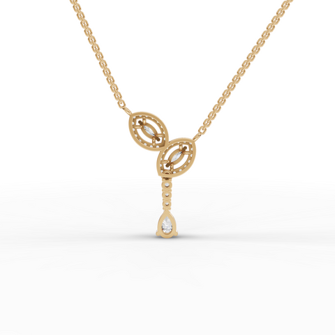 0.71 Ct Lab-Grown Marquise Halo Pear Diamond Drop Necklace