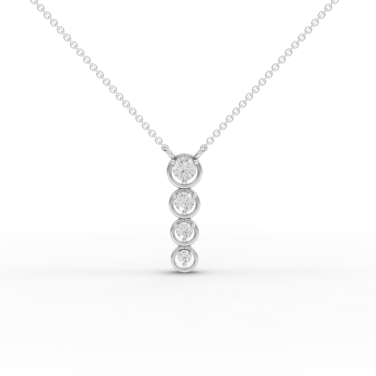 0.35 Ct Vertical Lab Grown Diamond Bar Pendant Necklace