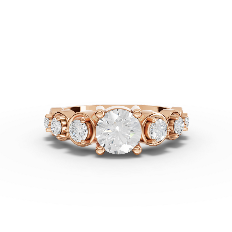 1.00 Ct Round Solitaire With Side Stone Ring