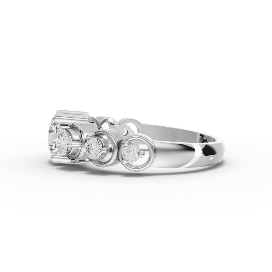 1.00 Ct Round Solitaire With Side Stone Ring