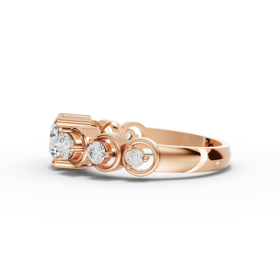 1.00 Ct Round Solitaire With Side Stone Ring