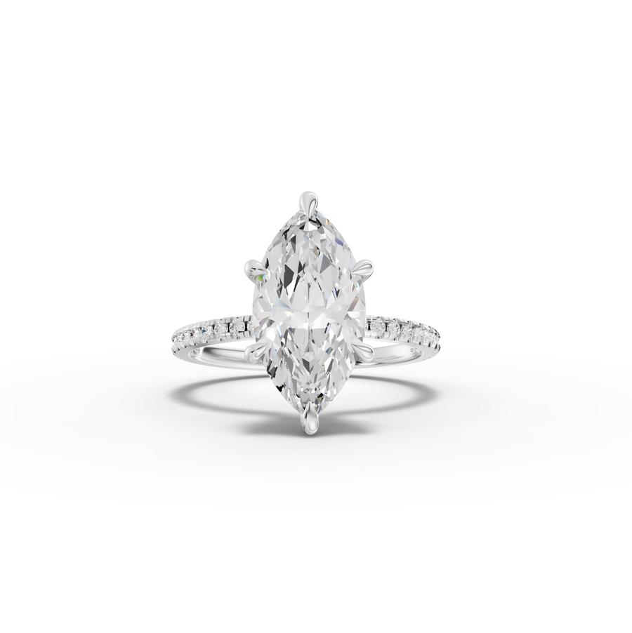 2.73 Ct Marquise Hidden Halo Accent Lab Diamond Ring