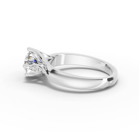 1.02 Ct Classic Round Lab Grown Diamond Engagement Ring with Tapered Cathedral Setting