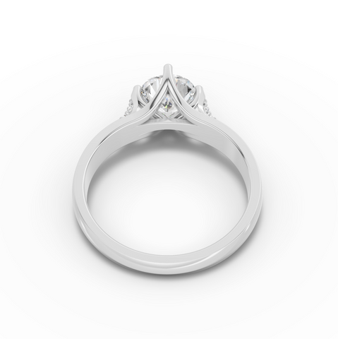 1.02 Ct Classic Round Lab Grown Diamond Engagement Ring with Tapered Cathedral Setting