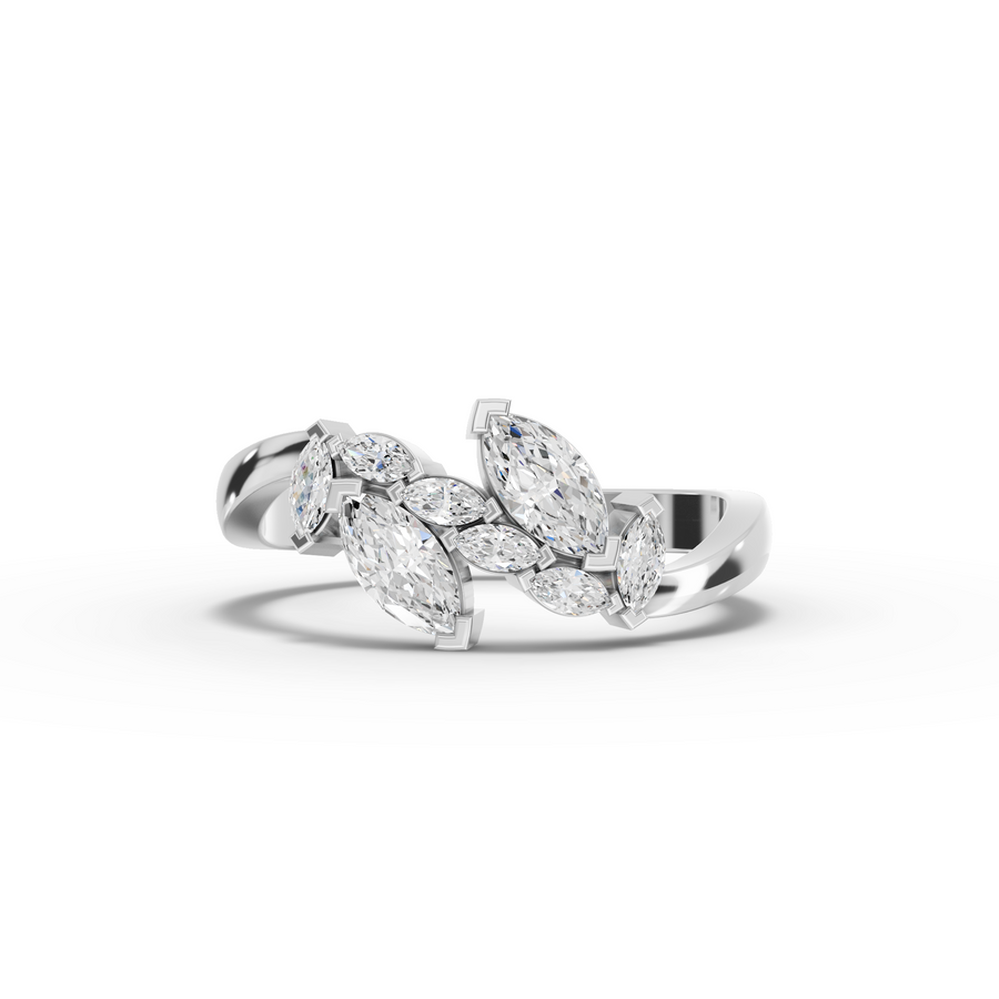 0.51 ct marquise cluster lab grown diamond statement ring with elongated geometric diamond arrangement