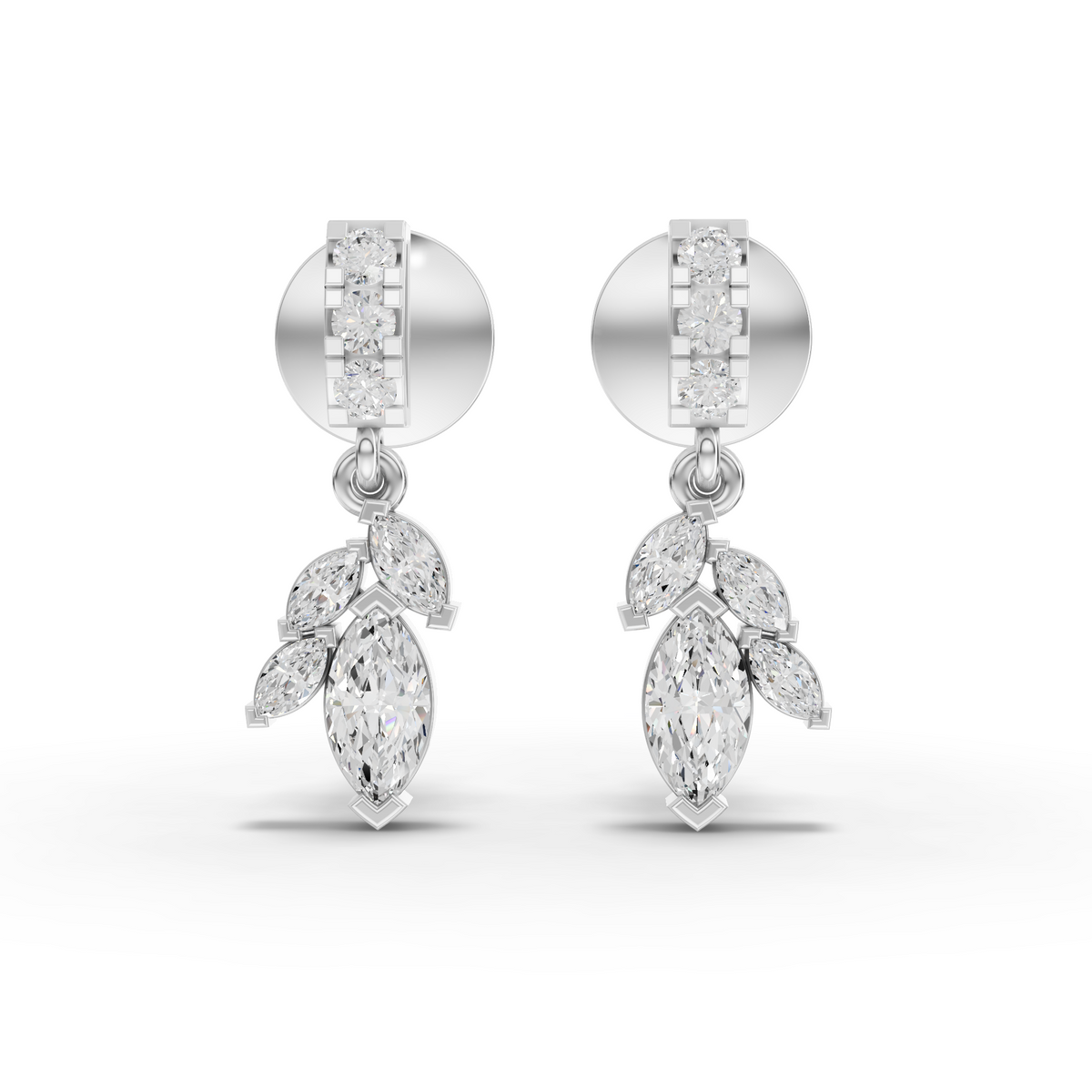0.64 Ct Marquise Cluster Drop Lab Diamond Earrings
