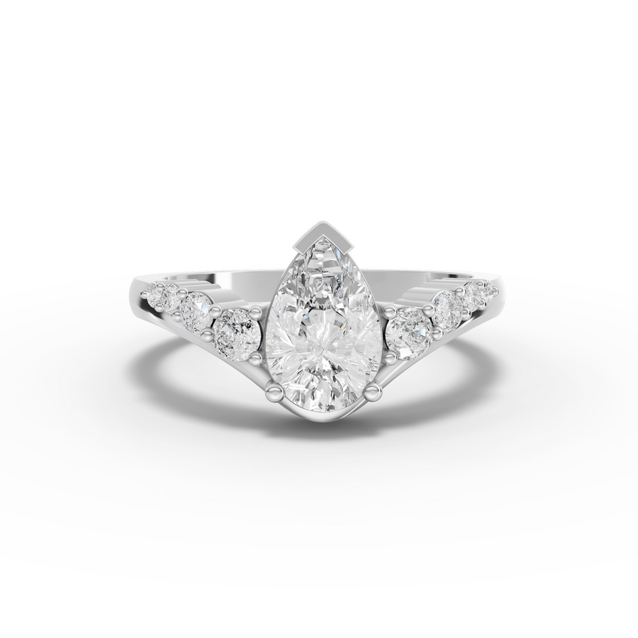 1.22 ct pear solitaire side-stone lab diamond ring with 1 ct center stone