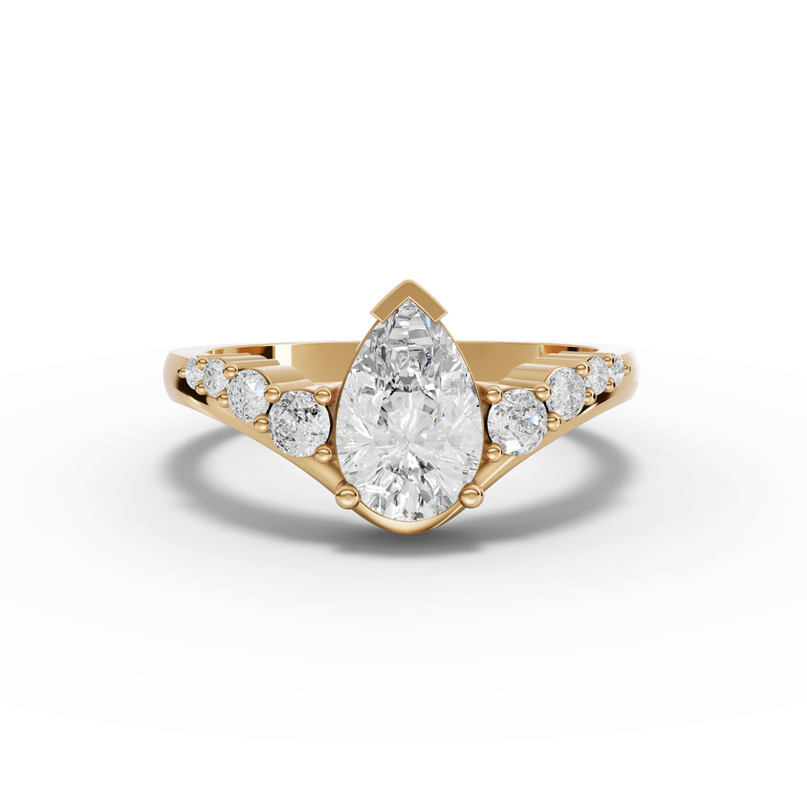 1.22 Ct Pear With Side Stone Ring