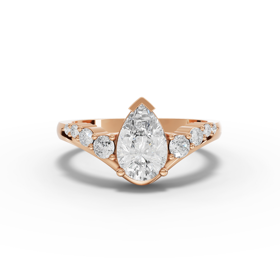 1.22 Ct Pear With Side Stone Ring