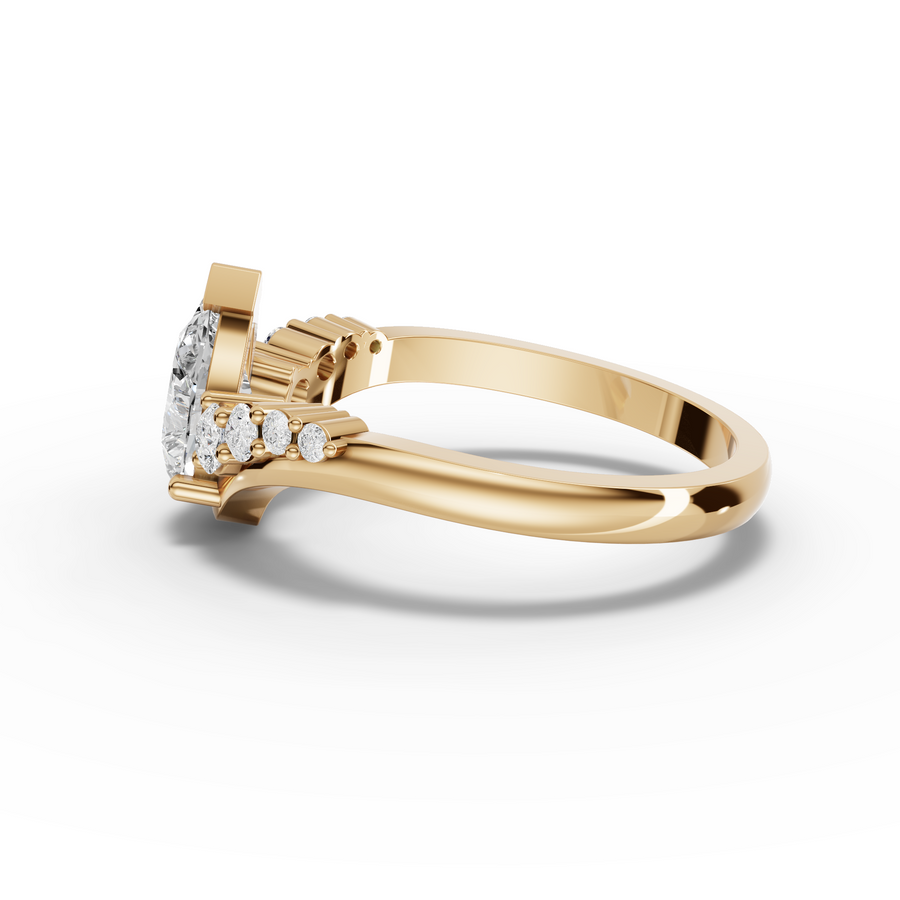 1.22 Ct Pear With Side Stone Ring