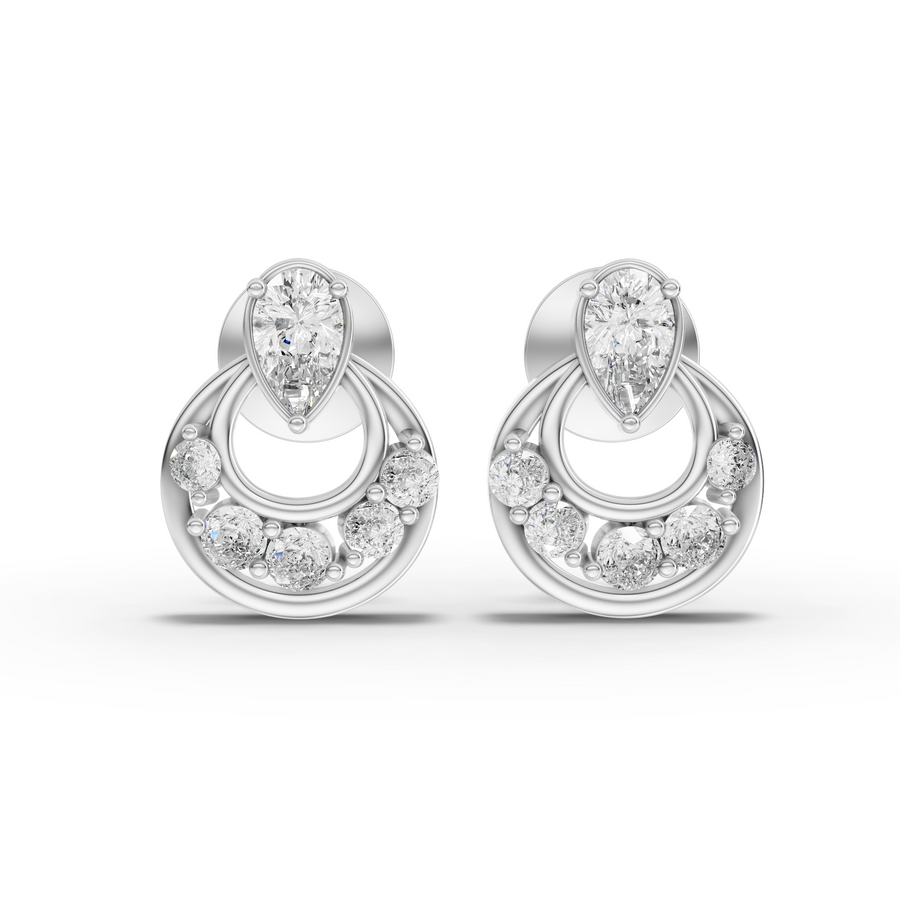 0.65 ct pear halo drop lab grown diamond earrings with pear-shaped stones and secure screw backs