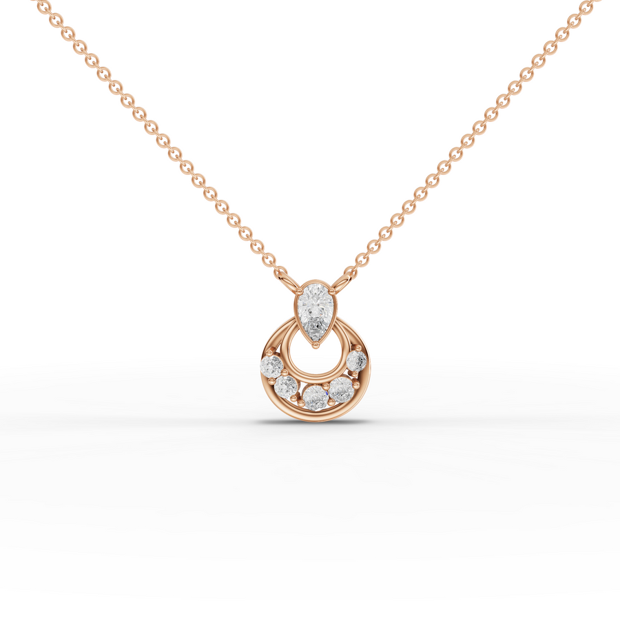 0.33 Ct Pear Halo Lab Diamond Pendant