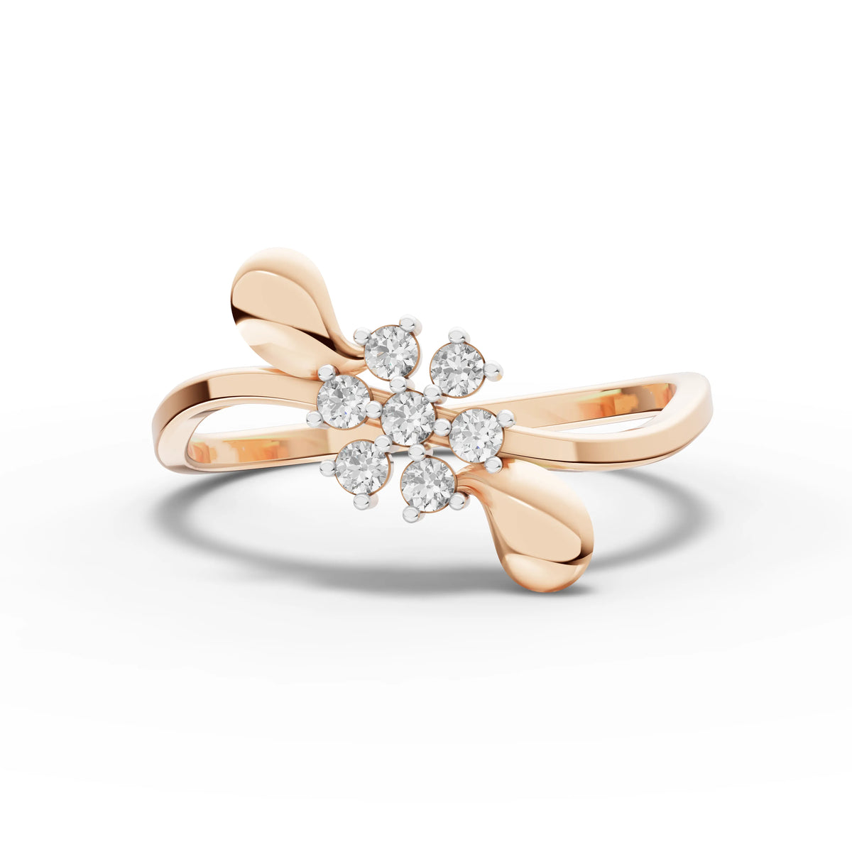 0.13 CT twilight blossom lab-grown diamond ring rose gold top view