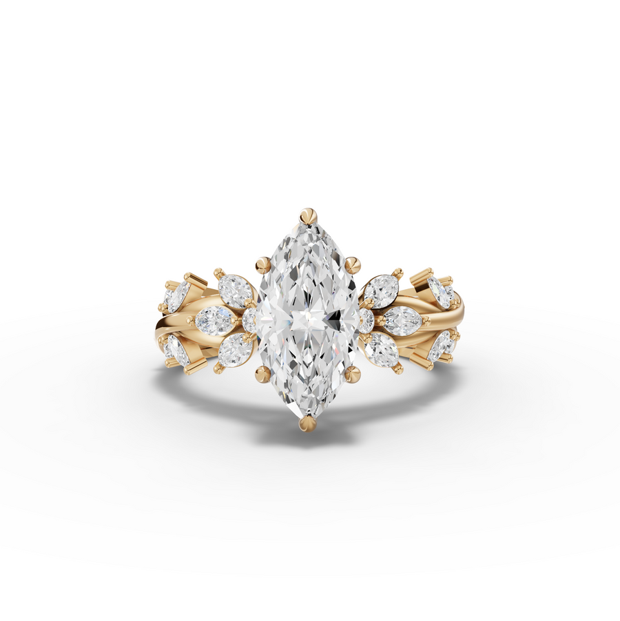 3.02 Ct Marquise Solitaire With Side Diamond Ring