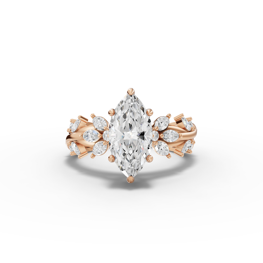 3.02 Ct Marquise Solitaire With Side Diamond Ring