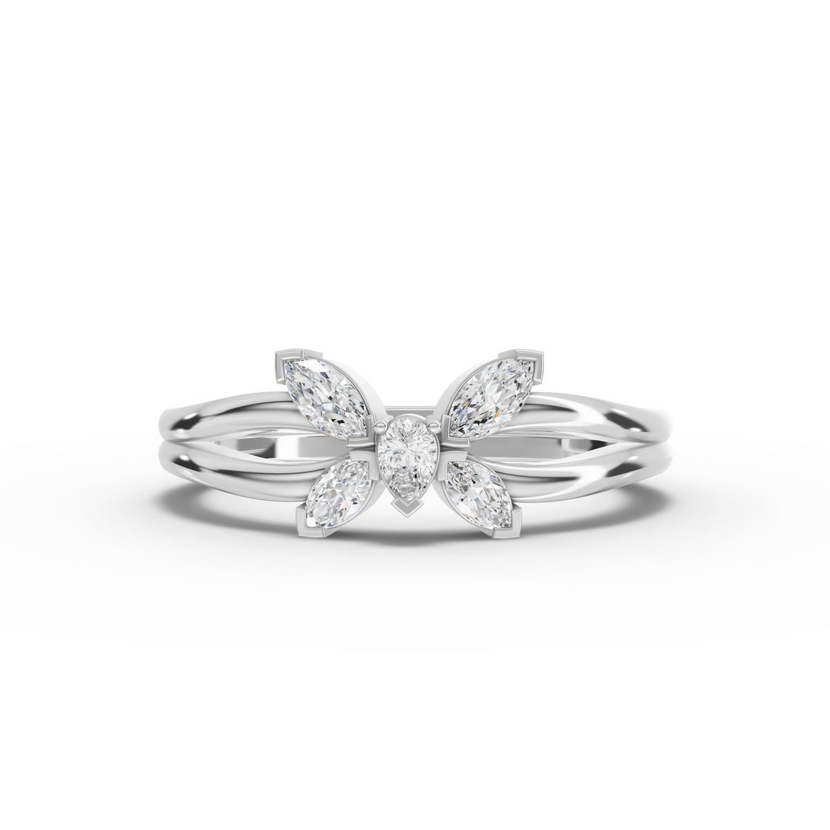 0.24 Ct Marquise Butterfly Lab Diamond Bypass Ring