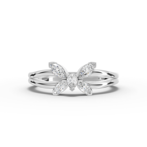 0.24 Ct Marquise Butterfly Lab Diamond Bypass Ring