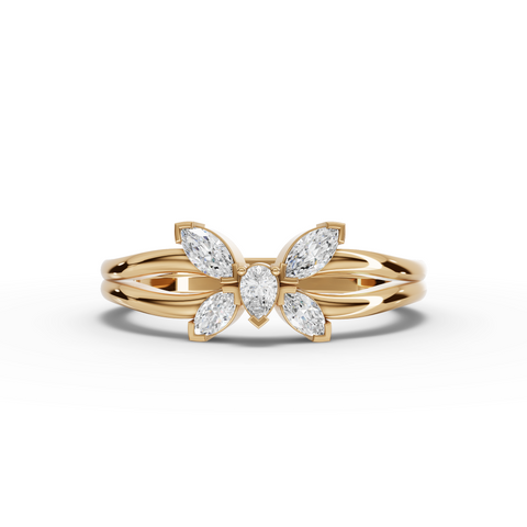 0.24 Ct Marquise Butterfly Lab Diamond Bypass Ring
