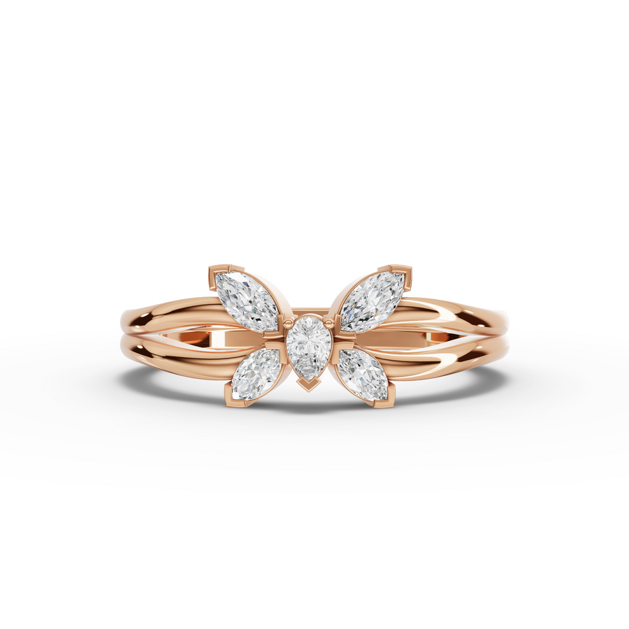 0.24 Ct Marquise Butterfly Diamond Ring