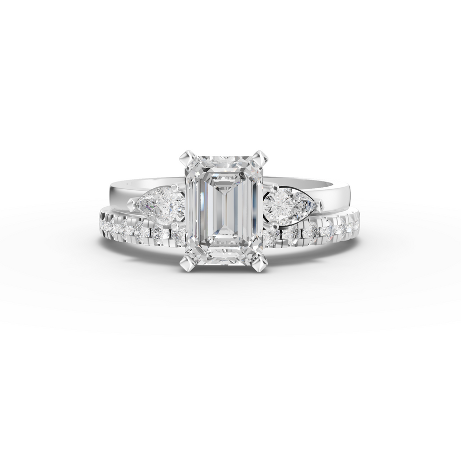 1.36 Ct Emerald Lab Diamond Bridal Set with Accent Band 1.00 Ct
